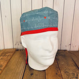 Handmade Buttoned Scrub Caps - Heart Throb