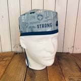 Handmade Buttoned Scrub Caps - RN Strong Blue