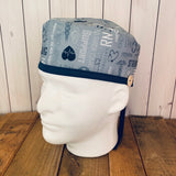 Handmade Buttoned Scrub Caps - RN Strong Blue