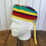 Handmade Buttoned Scrub Caps - Yellow Serape