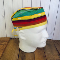 Handmade Buttoned Scrub Caps - Yellow Serape