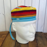 Handmade Buttoned Scrub Caps - Yellow Serape