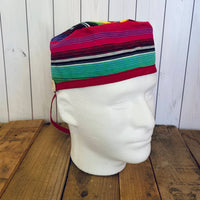 Handmade Buttoned Scrub Caps - Yellow Serape