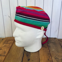 Handmade Buttoned Scrub Caps - Yellow Serape