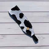 Handmade Buttoned Headbands - Cow Print