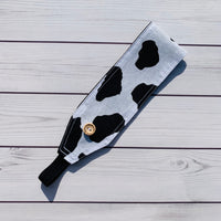 Handmade Buttoned Headbands - Cow Print