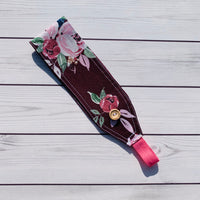 Handmade Buttoned Headbands - Mauve Floral