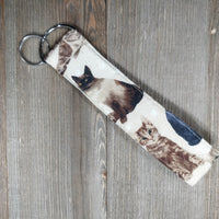 Handmade Wristlet Keychain - Sitting Pretty - Cats