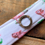 Handmade Wristlet Keychain - Pig Print