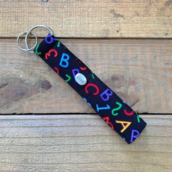 Handmade Wristlet Keychain - ABC, Easy as 123