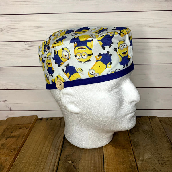 Handmade Buttoned Scrub Caps - Minion