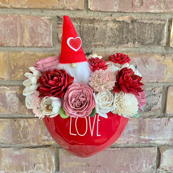 Rae Dunn Love Wall Heart Planter with Gnome