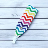 Handmade Buttoned Headbands - Rainbow Chevron