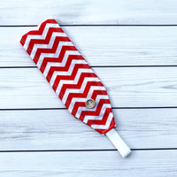 Handmade Buttoned Headbands - Red Chevron