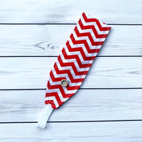 Handmade Buttoned Headbands - Red Chevron