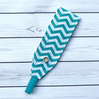 Handmade Buttoned Headbands - Turquoise Chevron