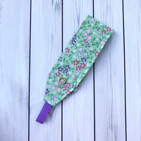 Handmade Buttoned Headbands - Purple & Pink Floral Field