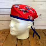 Handmade Buttoned Scrub Caps - American Eagle