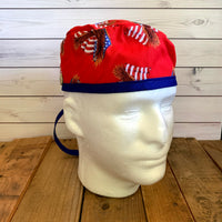 Handmade Buttoned Scrub Caps - American Eagle