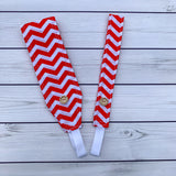 Handmade Buttoned Headbands - Red Chevron