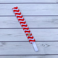 Handmade Buttoned Headbands - Red Chevron