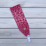 Handmade Buttoned Headbands - Pink Leopard