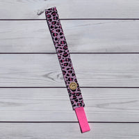 Handmade Buttoned Headbands - Pink/Black Leopard