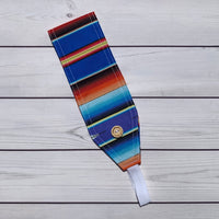 Handmade Buttoned Headbands - Blue Serape