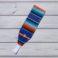 Handmade Buttoned Headbands - Blue Serape