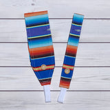 Handmade Buttoned Headbands - Blue Serape